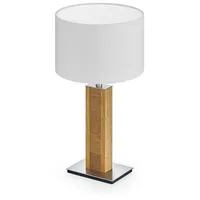 Herzblut Tischleuchte Karl K, rund, Holz, weiß, 44 cm,