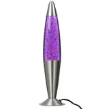 Licht-Erlebnisse Lavalampe JENNY, Warmweiß, Retro Tischleuchte Pink Lila 42 cm Glitterlampe bunt|silberfarben