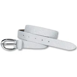 Ledergürtel SILBERGIFT, Damen, Gr. 100, silber, Rindsleder, beschichtet, Glitzer, unifarben, modisch,feminin,festlich,klassisch, Gürtel, mit glitzener Oberfläche
