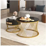 stilvora Couchtisch-Set Schwarz MDF 70 x 45,5 cm