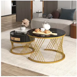 stilvora Couchtisch-Set Schwarz MDF 70 x 45,5 cm