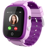 4G Smartwatch für Mädchen Jungen, Smart Watch für Kinder, IP67 Wasserdicht WiFi Smartwatch Telefon mit GPS-Tracker Videoanruf Telefonanruf SOS für Kinder 3-14 Jahre alt Geburtstagsgeschenke (lila)