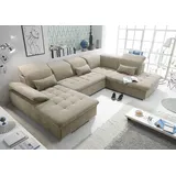 Stella Trading WAYNE Wohnlandschaft in U-Form, Stoffbezug Sand (Beige), Ausführung:Rechts
