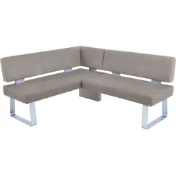 Eckbank K+W KOMFORT & WOHNEN "Santos II", grau (lightgrau), B:180cm H:87cm T:157cm, 100% Polyester, Sitzbänke, gepolstert, Eckbank, wahlweise langer Schenkel 180cm rechts oder links
