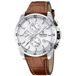 Festina Herren uhr Festina Timeless Chrono silber farbend - edelstahl und leder Herrenuhren   