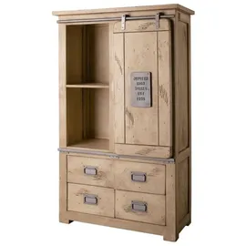 Massivmoebel24 Schrank 90x45x150 Mango Farbe:beige lackiert Größe:90x45x150 cm (BxTxH)