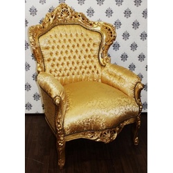 Barock Sessel King Gold Muster / Gold - Möbel Antik Stil