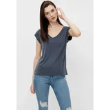 Pieces Kurzarmshirt "PCKAMALA TEE NOOS BC", Damen, Gr. XS, blau (ombre blau), Single Jersey, Obermaterial: 73% Modal, 27% Polyester, unifarben, regular fit normal, V-Ausschnitt, Shirts, Materialmix, regular fit
