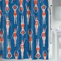 Spirella Duschvorhang Baigneuses 180 x 200 cm blau/rot