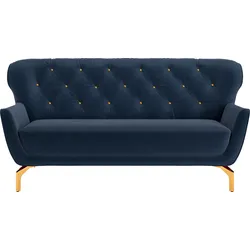 3-Sitzer SIT & MORE "Orient 3", blau, B:183cm H:89cm T:88cm, 100% Polyester, Sofas, inkl. 2 Zierkissen mit Strass-Stein, goldfarbene Metallfüße