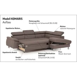 Cotta Ecksofa "Komaris L-Form, B: 249 cm", gelb (creme, senf), B:249cm H:72cm T:100cm, Microfaser PRIMABELLE (100% Polyester);Kunstleder SOFTLUX;Feinstruktur (100% Polyester);Kunstleder SOFTLUX/Struktur (100% Polyester);NaturLEDER, Sofas, Ecksofa, mit