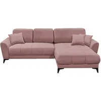 Froschkönig24 Bern Ecksofa 281 x 189 cm, mit Schlaffunktion und Bettkasten Rosa