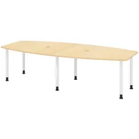 Bümö Konferenztisch, Ahorn, Weiß, Nachbildung,Ahorn, Oval, 280x74x130 cm, FSC