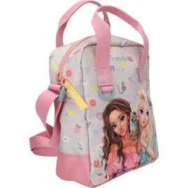 DEPESCHE 13327 TOPModel Juicy - Umhängetasche in Creme und Rosa, mit Model Motiv, Äffchen und buntem Muster, Handtasche mit verstellbarem Gurt