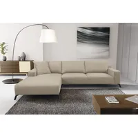 WERK2 Ecksofa »Faro L-Form«, XXL Design Ecksofa mit hohem Komfort in trendigem Cord & Samtvelours beige