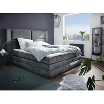 Collection AB Boxspringbett COLLECTION AB "Copenhagen", grau (anthrazit), B:231cm L:215cm, Holzwerkstoff, Spanplatte, Komplettbetten, Boxspringbett, inklusive Bettkasten, Topper, wahlweise mit LED-Beleuchtung