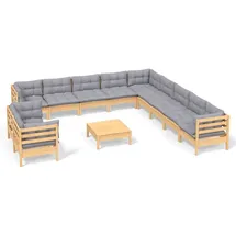 vidaXL Garten-Lounge-Set 12-tlg. grau Kiefer
