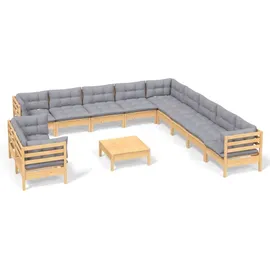 vidaXL Garten-Lounge-Set 12-tlg. grau Kiefer