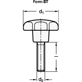 Ganter Normelemente Ganter Norm Sterngriff GN 6336.4 Sterngriffschraube Ku.d1 32mm d2 M 6mm l25mm