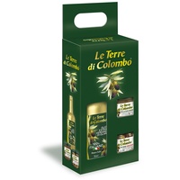 Le Terre di Colombo – Geschenkset mit 100 % italienischem Nativem Olivenöl extra (750 ml), Riviera-Olivenpaste (212 ml) und entsteinten Riviera-Oliven in Nativem Olivenöl extra (212 ml)