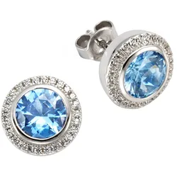 Celesta Silber Ohrring 925/- Sterling Silber Zirkonia & sy. Blautopas
