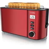 Arendo Toaster Edelstahl, mit Brötchenaufsatz, Display - Touch, wärmeisoliert, verschiedene Schlitze