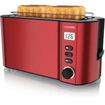 Arendo Toaster Edelstahl, mit Brötchenaufsatz, Display - Touch, wärmeisoliert, verschiedene Schlitze