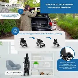 Mobiclinic Giralda Faltrollstuhl schwarz, selbstfahrend, Sitzbreite 43 cm