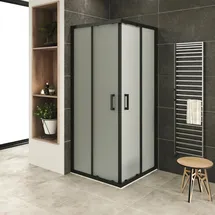 i-flair DANIELLE Eckdusche mit Schiebetür rechts 80 x 95 cm Schwarz/Satiniert DK79