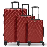 Redolz Essentials 18 4 Rollen Kofferset 3-teilig mit Dehnfalte metallic-red shiny