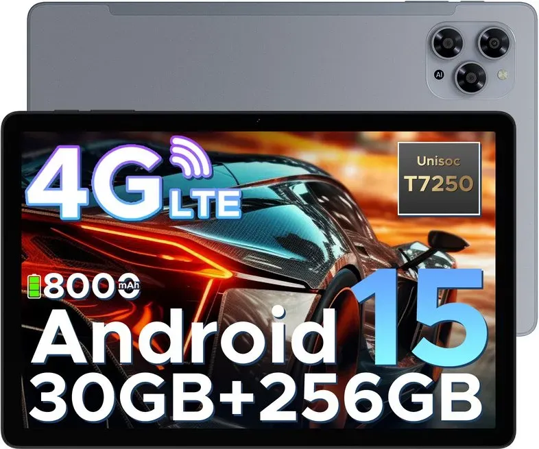 DOOGEE TAB G6 Tablet 11 Zoll Android 15 Tablets, 30 GB + 256 GB/2 TB mit SIM-Kartenslot, 8000 mAh & T7250 Octa-Core Android Tablets, 4G LTE + 2 Lautsprechern + Widevine L1 | Gesichts-Authentifizierung | Bluetooth 5.0 | 5G-WLAN | GPS, Grau