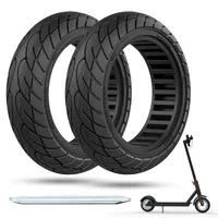 OUXI 10×2.5 Zoll Ersatz-Vollgummireifen 60/70-6.5 für Ninebot G30 Max /G30D mit 1 Montagewerkzeug für Elektroroller-Vollgummireifen,10x2.5 Ersatzräder,Hochelastischer Rollerreifen Schwarz(2Pack)