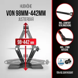 Heyner HEYNER® Wagenheber Scherenwagenheber 2t inkl. Tasche