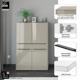Set One by Musterring Highboard Reno 140 x 42 x 42 cm Braun
