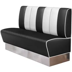 Dinerbank | Schwarz | B:H 160 x 103 cm | Gestreift | Leder | American Diner Sitzbank, American Dinerbank, American Diner Möbel