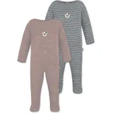 Normani Outdoor Sports 2er Pack MERINO Baby Merino Strampler „Levin" in Rosa/Grau | Gr.: 62