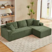 Anwick Ecksofa L-förmig mit Schlaffunktion, Modulares 3-Sitzer mit Chaiselongue Links, Cordbezug, Tiefe Sitzfläche, Montagefrei 252 x 163 cm