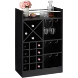 Relaxdays Weinregal mit Glashalter, 22 Flaschen, freistehend, Wein und Sekt, Hausbar HxBxT: 96 x 63 x 35 cm,