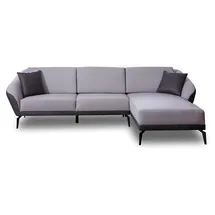 xl moebel gmbh Weiß-Graues L-Form Wohnzimmer Stoffsofa Designer Ecksofa Textil Möbel