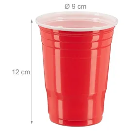 Relaxdays Plastikbecher 0,473 l Rot 100 St.