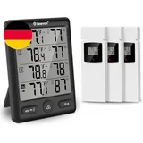 Geevon Funk Thermometer Innen Außen Mit 3 Fernsensoren, Thermometer Hygrometer F