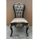 Casa Padrino Luxus Barock Esszimmer Stuhl Grau / Schwarz / Gold Möbel