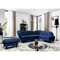 Fun Möbel Ecksofa inkl.Hocker CHARLOTTE in Stoff Matt Velvet