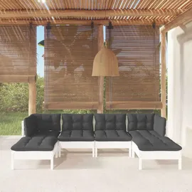 vidaXL Garten-Lounge-Set 6-tlg. weiß Kiefernholz