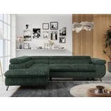 MKS Meble Ecksofa Sofa Grün, Wohnlandschaft L-Form mit Schlaffunktion und Bettkasten, Schlafsofa mit Bettkasten, Sofa mit Einstellbare Kopfstützen, Peter L... - Grün