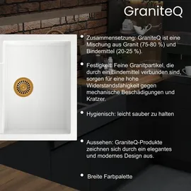 Quadron PETER 110 links Einbauspüle Grau/Granit Handbetätigung 500 x 520 mm