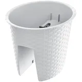 Rattan Balkonkasten Balkontopf Geländertopf Ratolla Weiß 30 cm