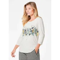 GOLDNER Edles Shirt mit Frontdruck, 3/4-Arm in cremeweiß | Gr.: 40