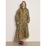 Apricot Midikleid Florales Grün 34