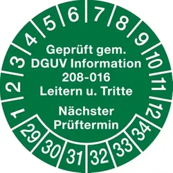 König Werbeanlagen Dreifke® Prüfplakette ab 29 Geprüft gem. DGUV Information 208-01 - 30 mm Folie selbstklebend